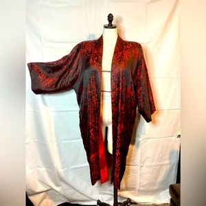 Vintage Reversible Satin Brocade Robe Duster OSFM No Tags